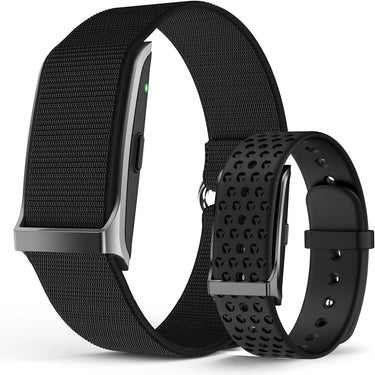 Probase Sleep & Health Tracker Wristband – Screenless, Waterproof Fitness Band with 24/7 Heart‑Rate, SPO₂, Stress & Sleep Monitoring (1 Nylon Plus 1 Silicon Band)